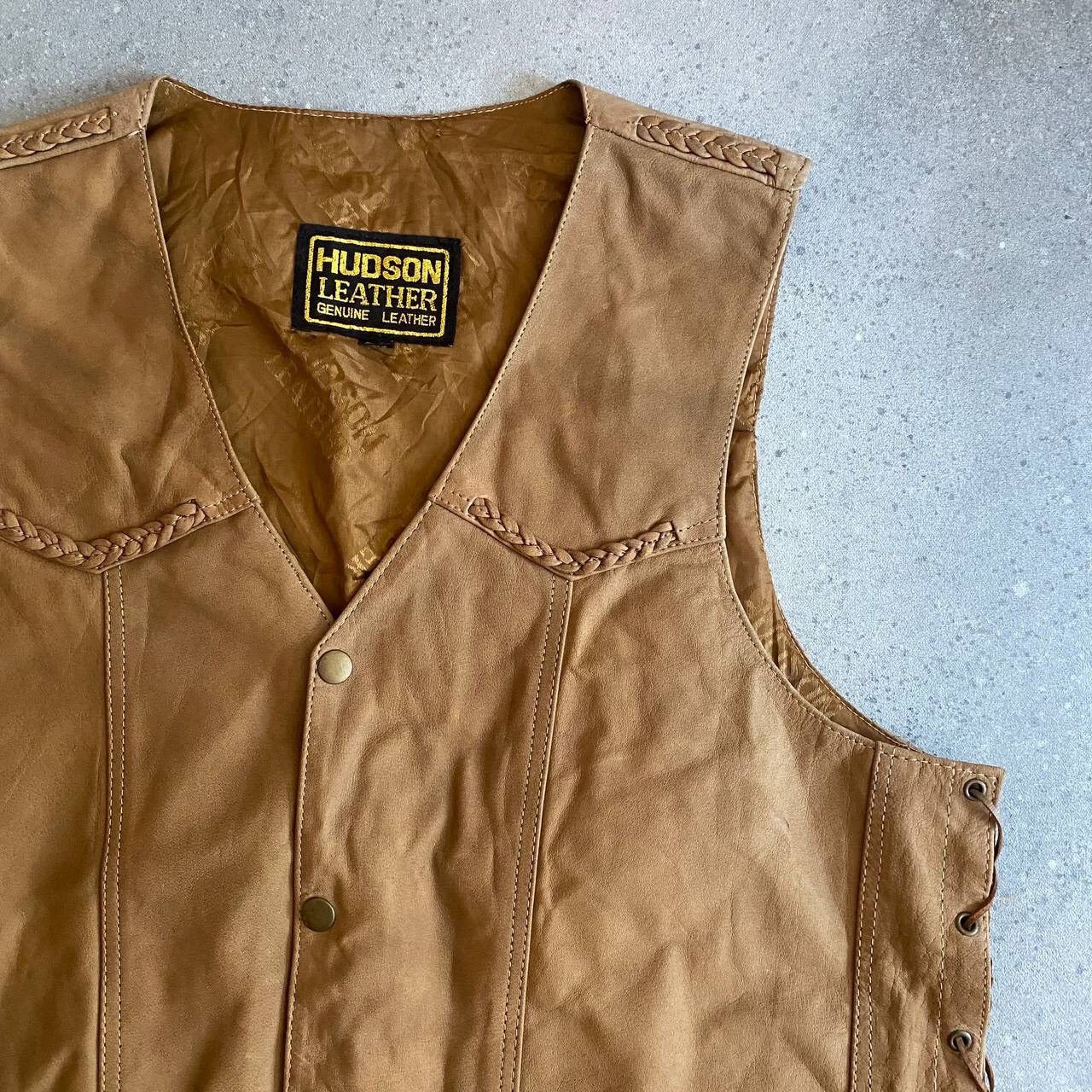 90s Vintage Genuine Leather Biker Vest Jacket