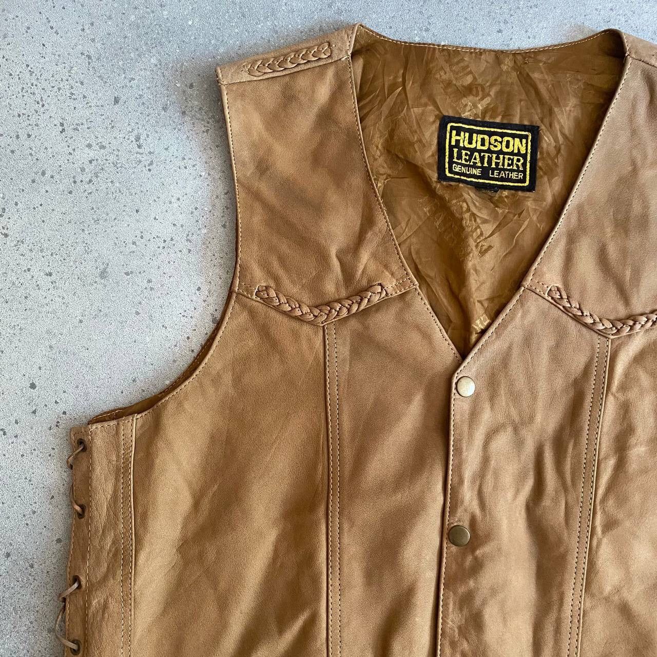 90s Vintage Genuine Leather Biker Vest Jacket