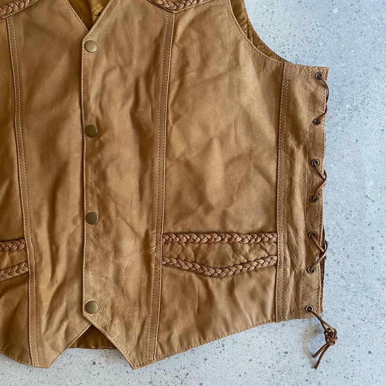90s Vintage Genuine Leather Biker Vest Jacket