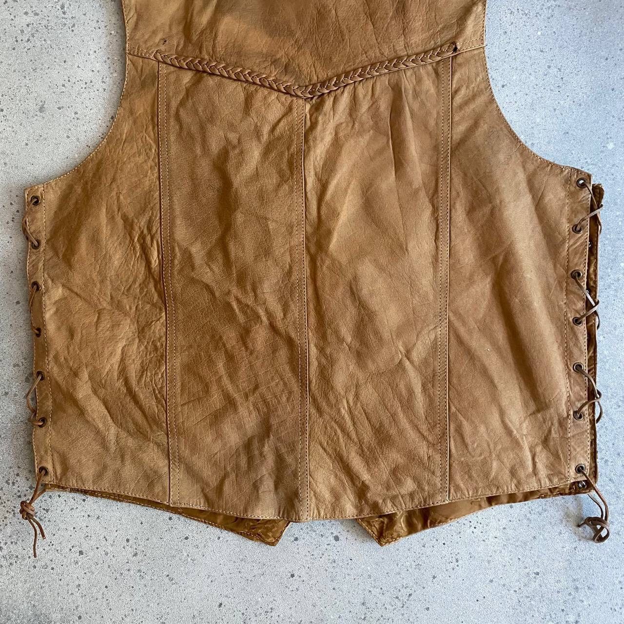90s Vintage Genuine Leather Biker Vest Jacket
