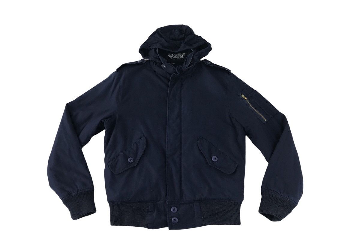 image of Vintage Varsity Bomber Thick Jacket Hoodie Style in Blue, Men's (Size Medium)