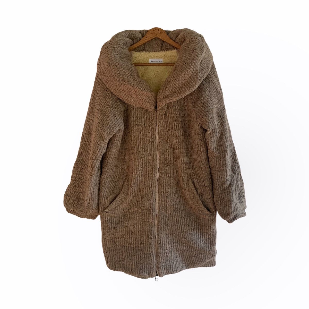 image of Tsumori Chisato Shawl Collar Wool Jacket in Brown, Men's (Size Medium)