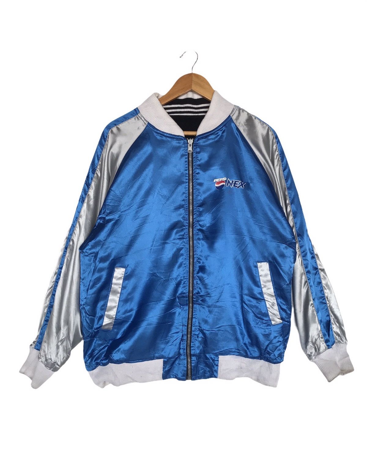 Pepsi Vintage Pepsi Varsity Jacket Satin Reversible Jacket Size US L / EU 52-54 / 3 - 1 Thumbnail