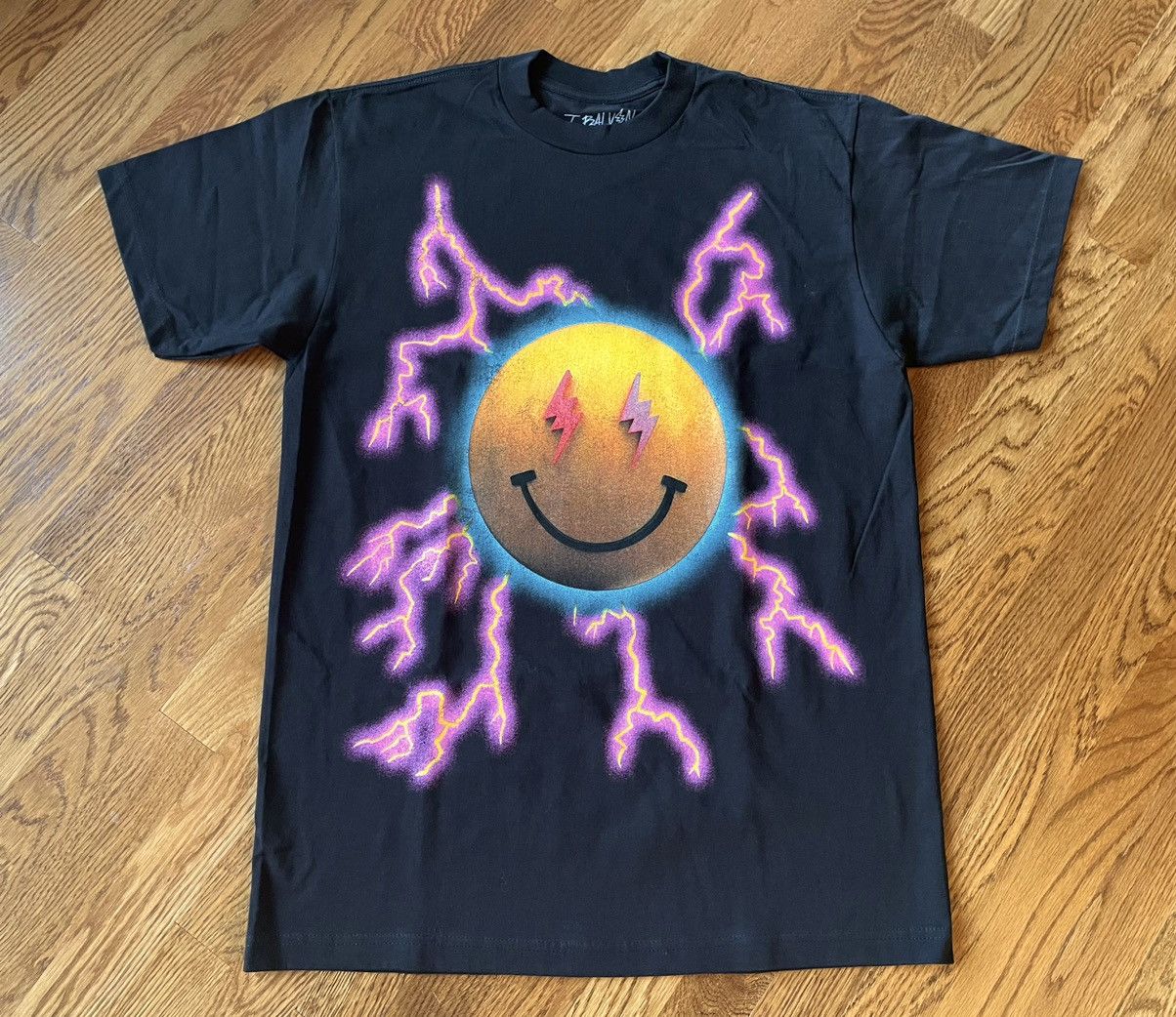 J Balvin × Takashi Murakami × Vintage Large Thunder Smile Tee Jose Tour 2022 1 2 Black ABC Shirt Size US L / EU 52-54 / 3 - 1 Thumbnail