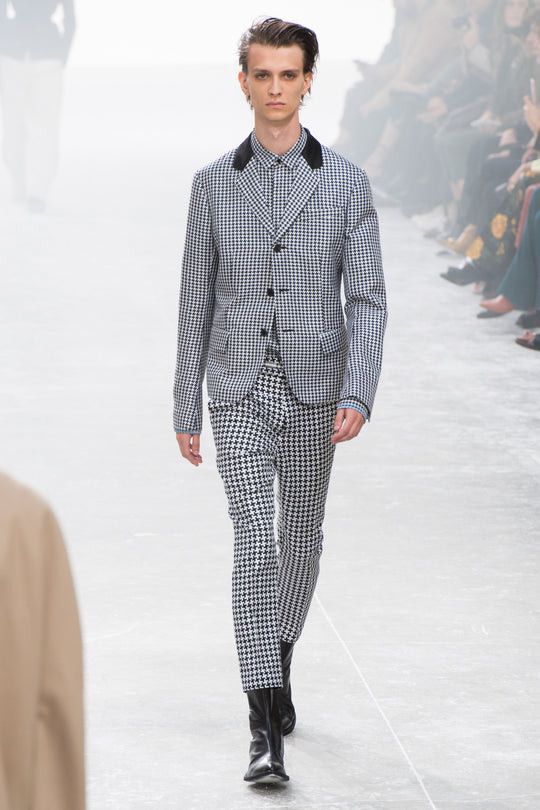 Haider Ackermann SS19 Black & White Houndstooth Silk Jacquard Trousers Size US 30 / EU 46 - 3 Thumbnail