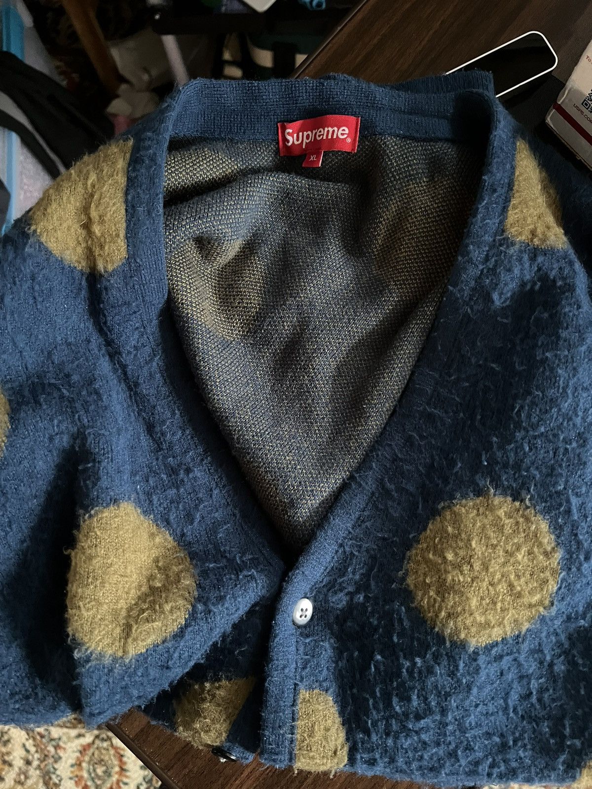 Supreme Brushed Polka Dot Cardigan | Grailed