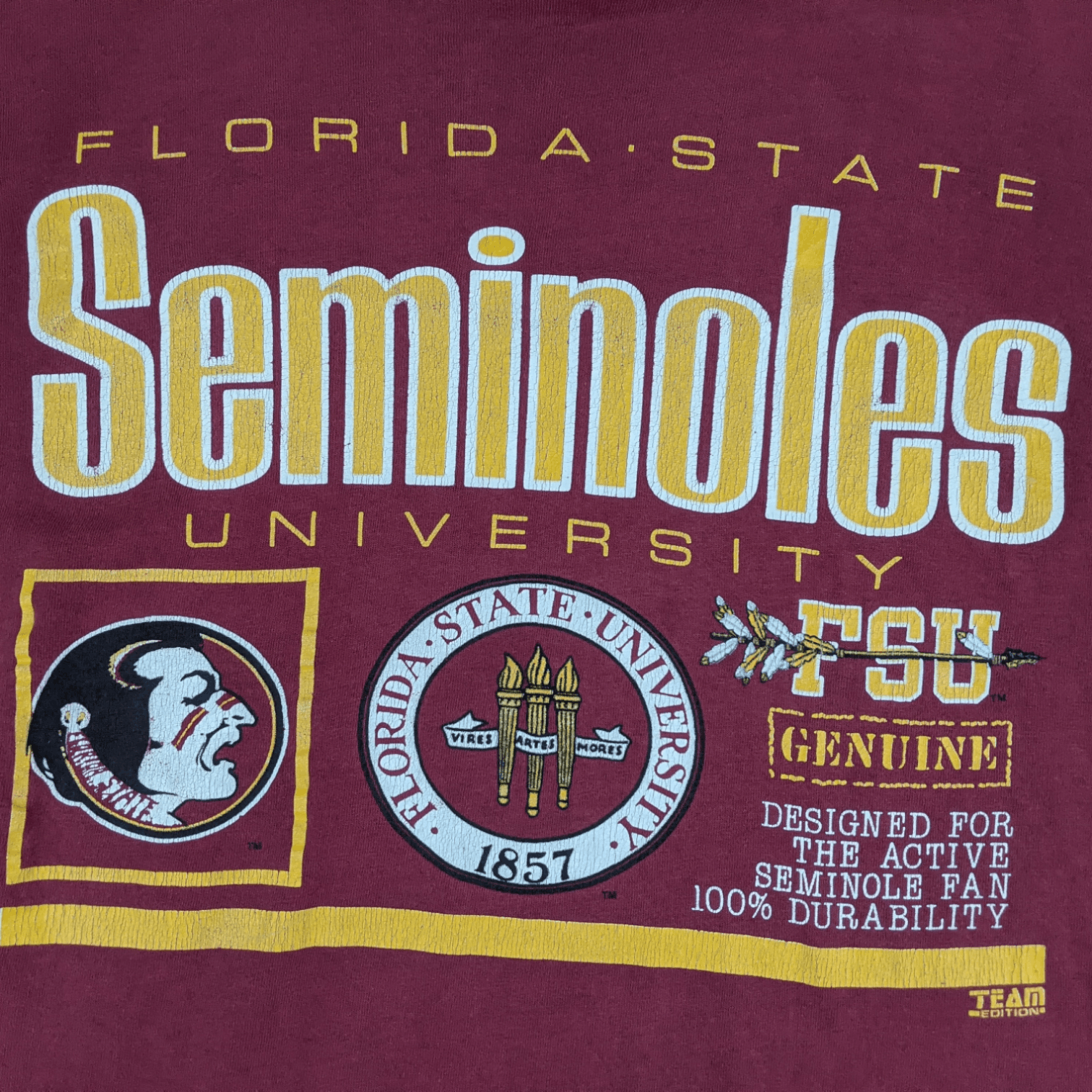 NFL 90's SEMINOLES Florida University Football Team T-Shirt Size US L / EU 52-54 / 3 - 5 Thumbnail