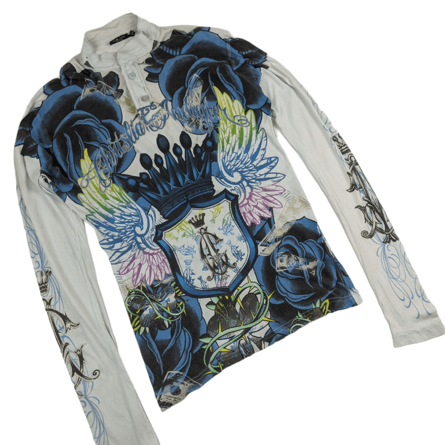 Christian Audigier Vintage CHRISTIAN AUDIGER Full Print Long Sleeve Polo Shirt Size US S / EU 44-46 / 1 - 3 Thumbnail