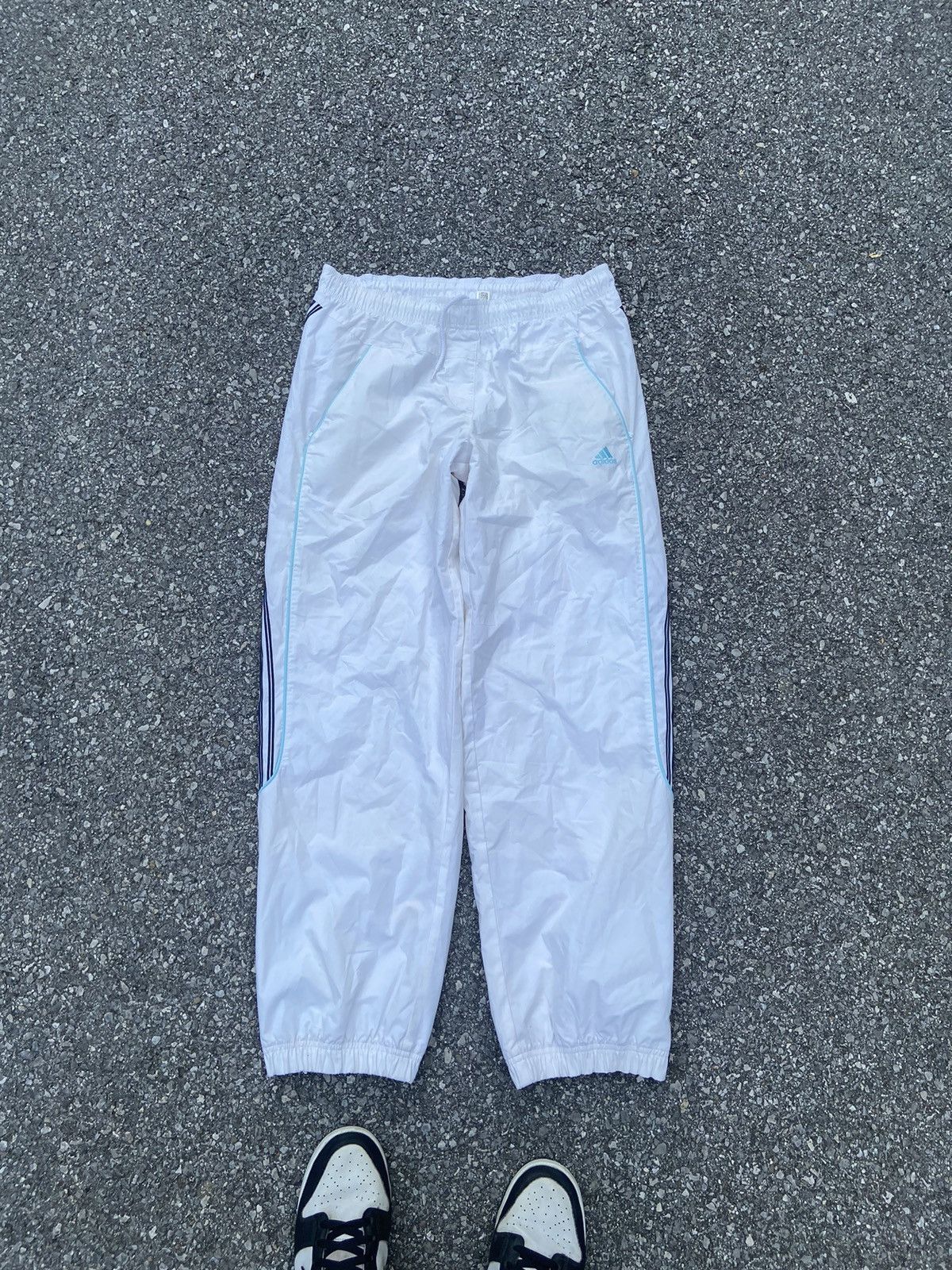 2000'S Adidas nylon pants, crinkle pants, men's size XL Nylon blue type Vintage Second Hand