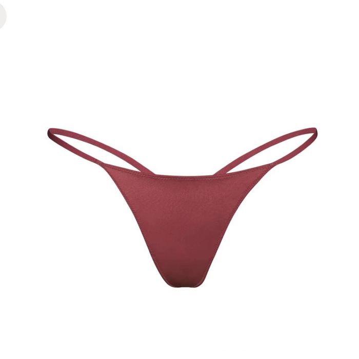 SKIMS SKIMS Stretch Satin Dipped Thong Berry NWT in Size 4X
