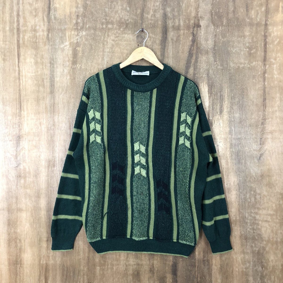image of Aran Isles Knitwear x Coloured Cable Knit Sweater Giacono Dicandia Green Knitwear Sweatshirt Vintag