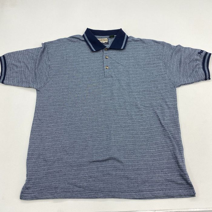 Vintage Baxter Polo Shirt Men's Large Short Sleeve Blue Houndstooth 100 ...