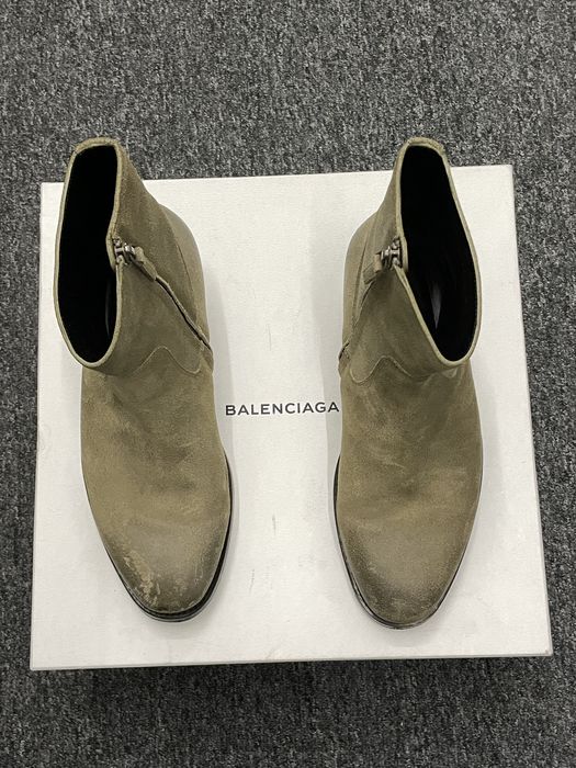 Balenciaga Balenciaga Mens Leather Suede Tan Side Zip Boots Size