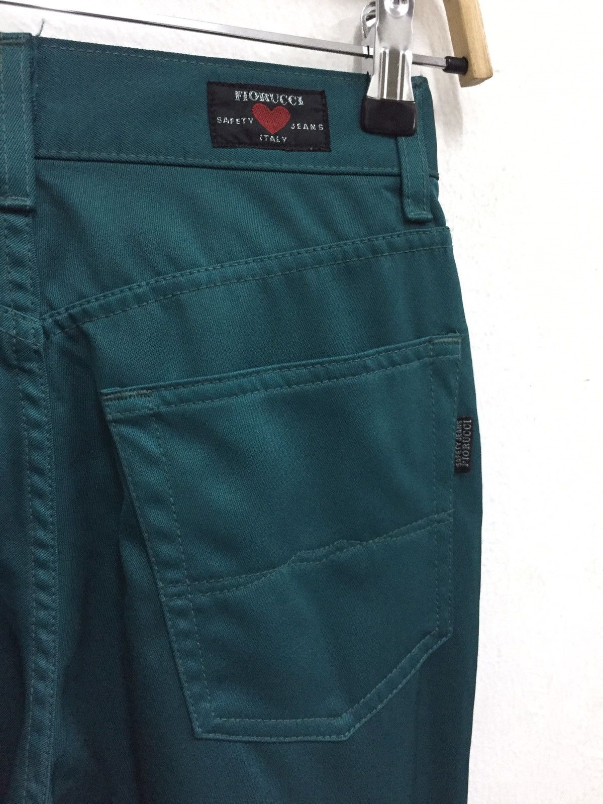 image of Vintage Fiorucci Safety Bell Bottom Flare Pants in Green, Men's (Size 26)