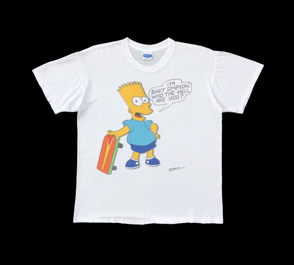 Image of The Simpsons x Vintage VTG 1989 Bart Simpson Who The Hell Are You Matt Groening in White (Size XL)