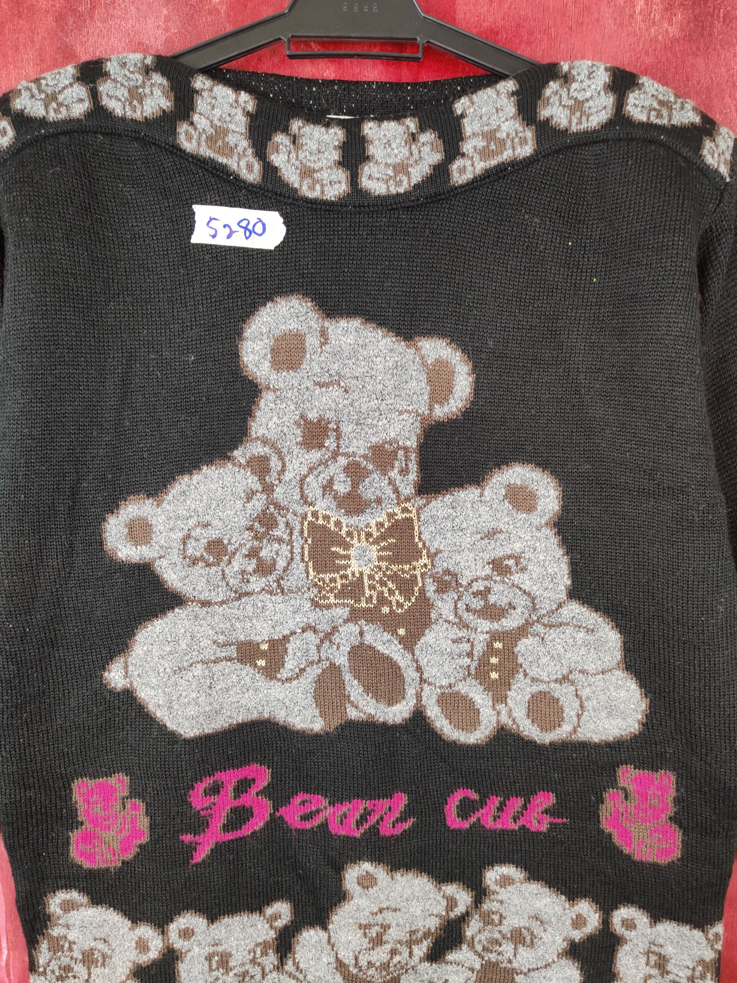Homespun Knitwear × Japanese Brand IECO Japan teddy bear vintage Black Knitwear #5280 Size M / US 6-8 / IT 42-44 - 2 Thumbnail