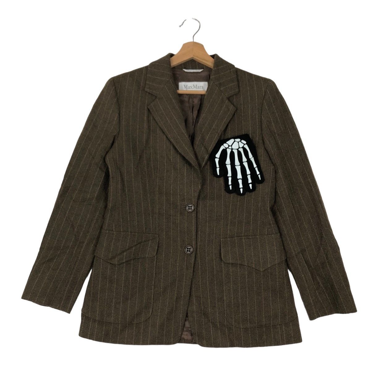 Japanese Brand VINTAGE MAX MARA ITALY PINSTRIPED JACKET Size S / US 4 / IT 40 - 1 Thumbnail