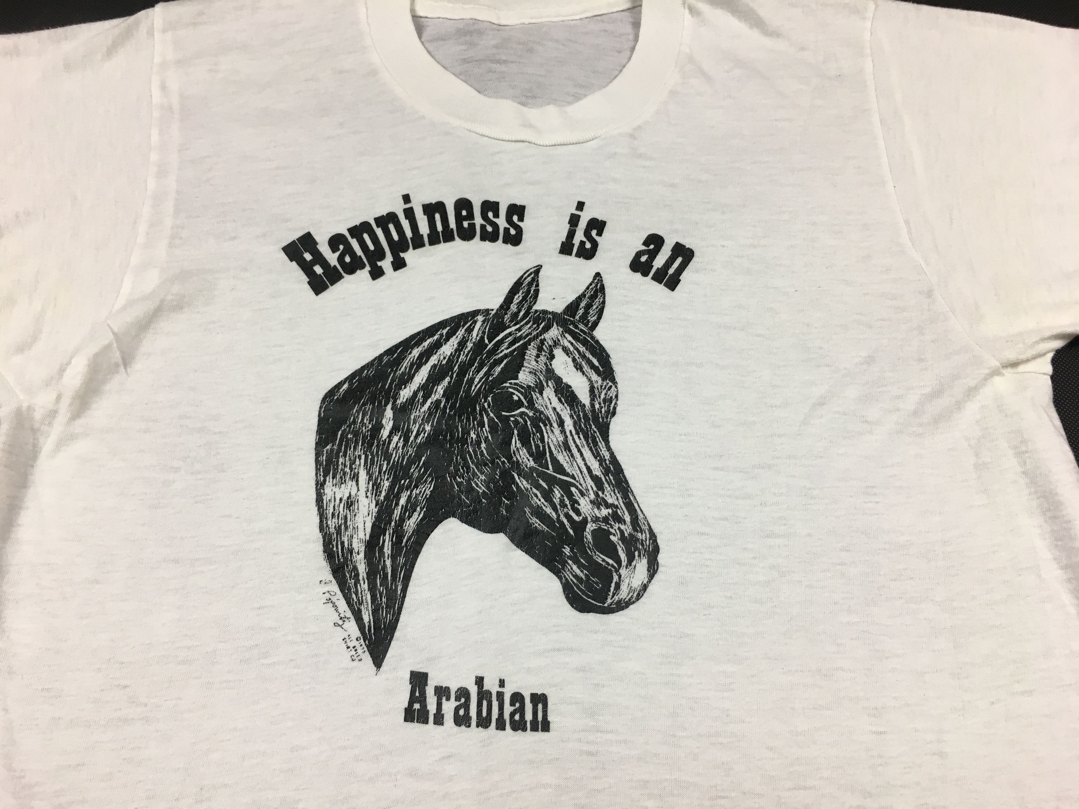 Vintage 80s 1985 Happiness is an Arabian 50/50 Tee Usa Unisex Size US S / EU 44-46 / 1 - 2 Thumbnail