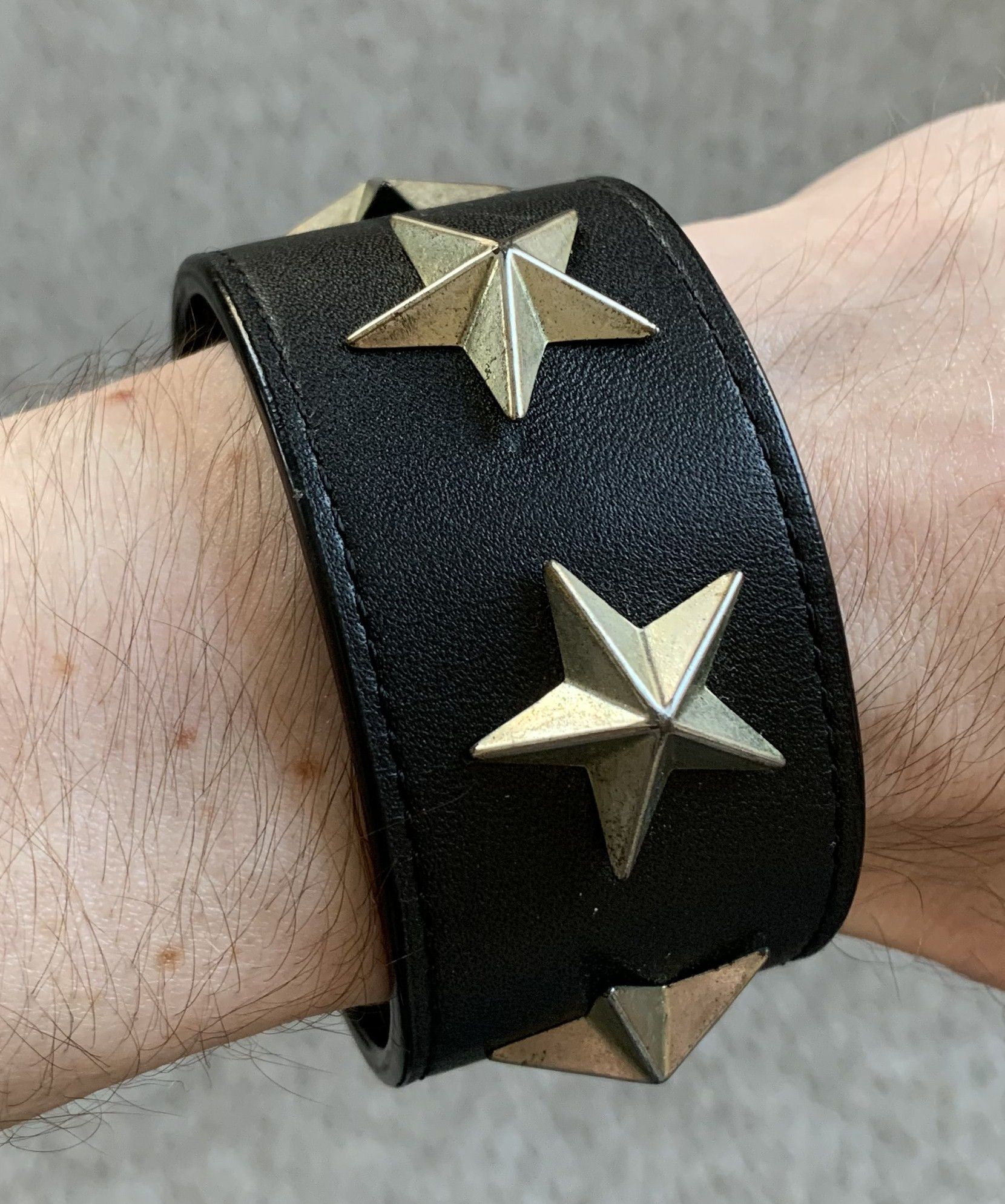 image of Givenchy Stars Leather Bracelet! in Black, Men's