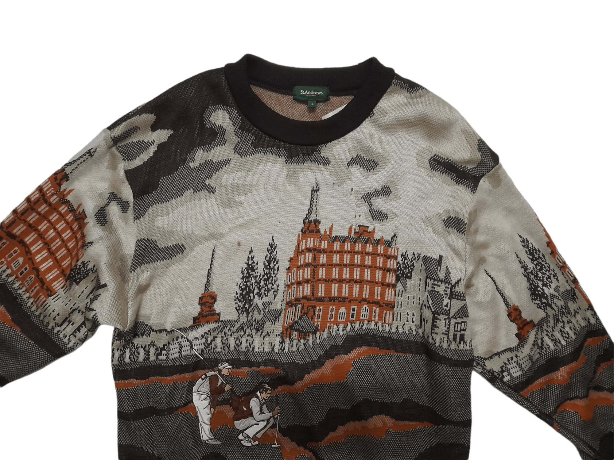 Designer St. Andrews Scotland Knitwear Abstract Art (E288) Size US L / EU 52-54 / 3 - 3 Thumbnail
