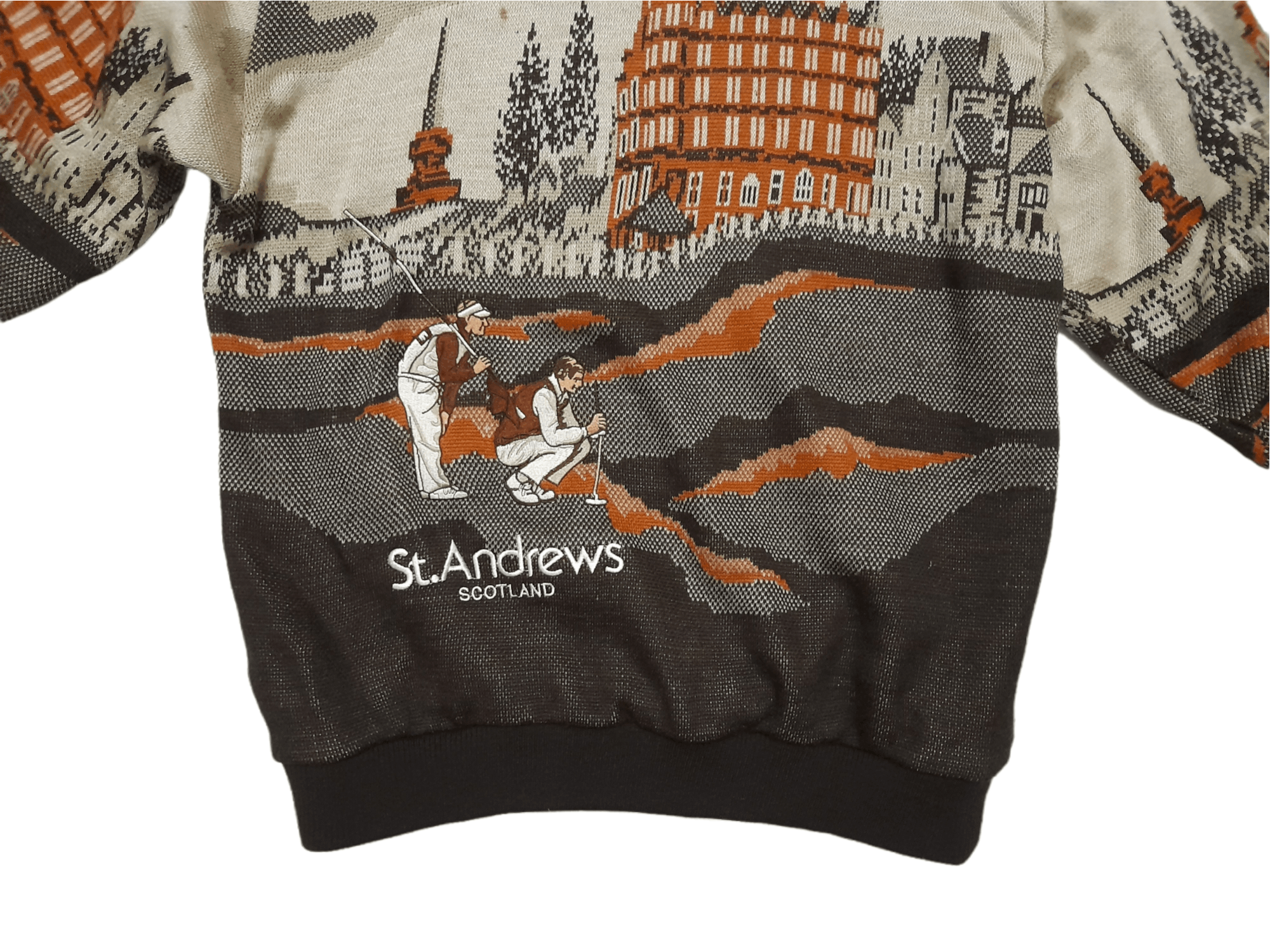 Designer St. Andrews Scotland Knitwear Abstract Art (E288) Size US L / EU 52-54 / 3 - 2 Thumbnail