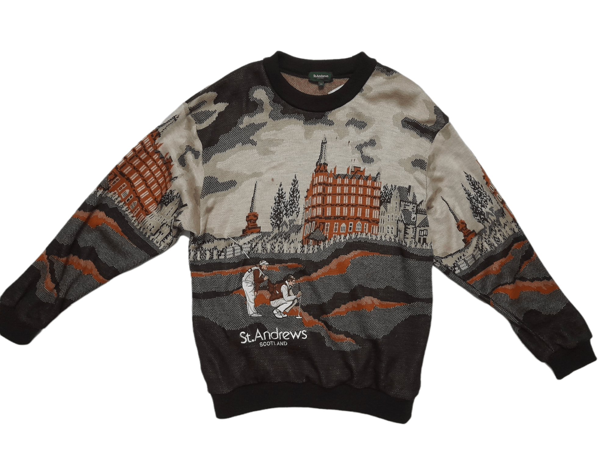Designer St. Andrews Scotland Knitwear Abstract Art (E288) Size US L / EU 52-54 / 3 - 1 Thumbnail