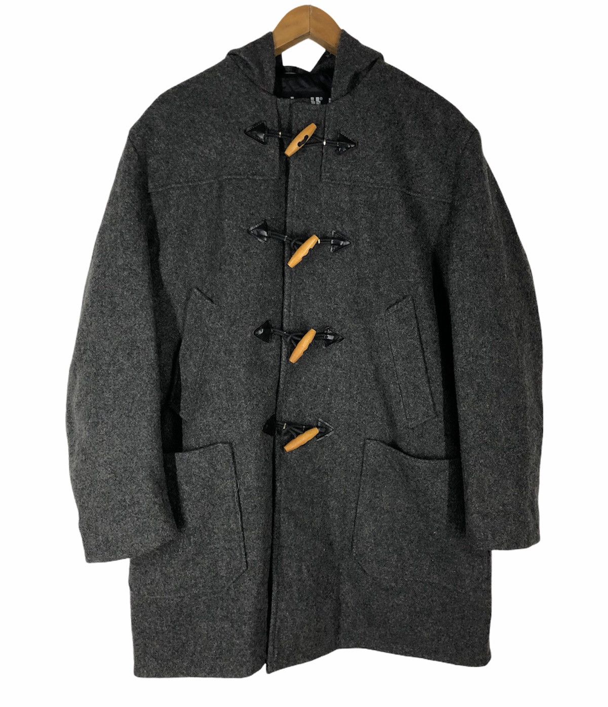 Schott NYC Grey Duffle Wool Long Coat Hoodi Made In Usa