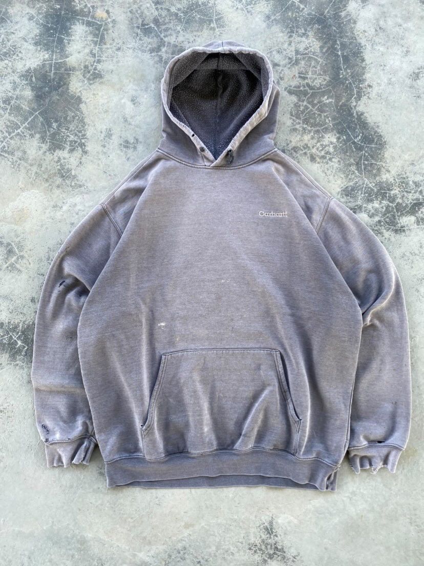 image of Vintage Distress Carhartt Hoodie in Grey, Men's (Size XL)