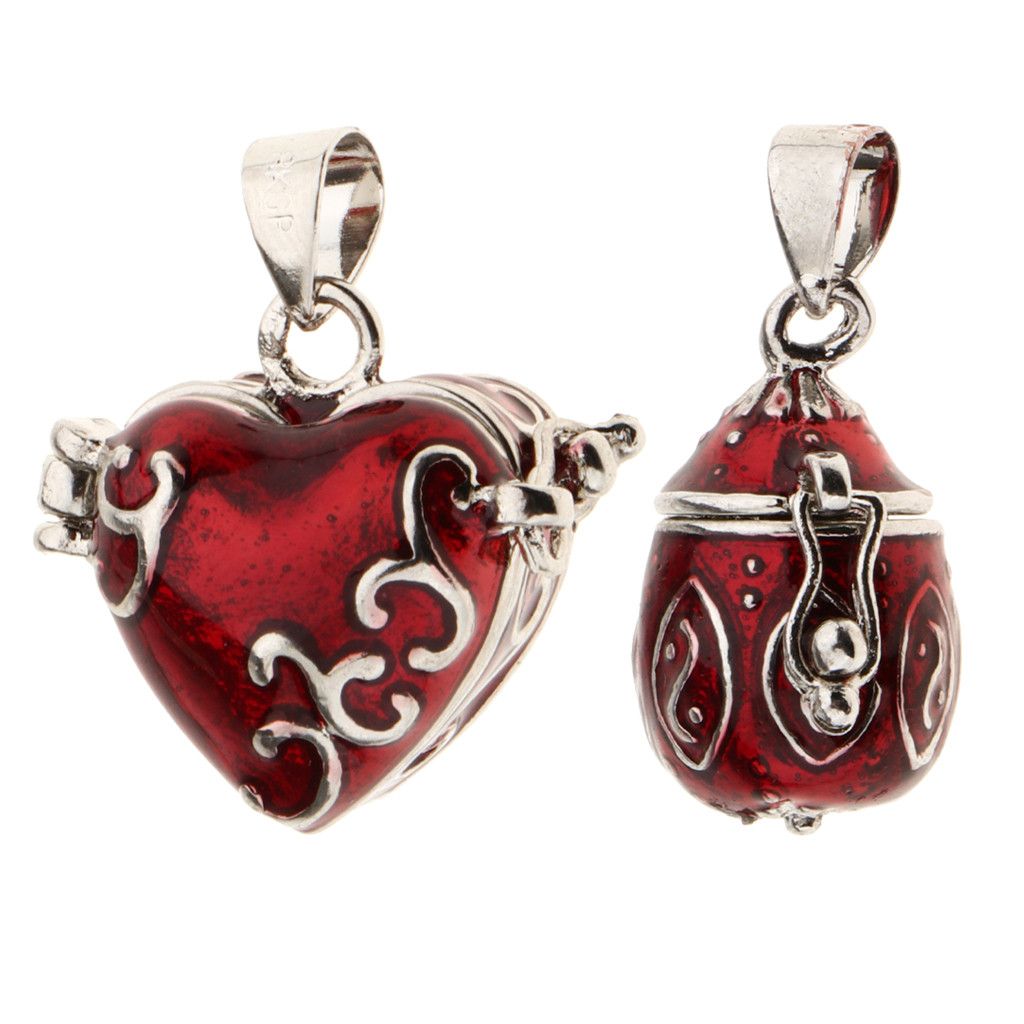 Jewelry 2 Pcs Heart Enamel Openable Pendant Size ONE SIZE - 1 Thumbnail