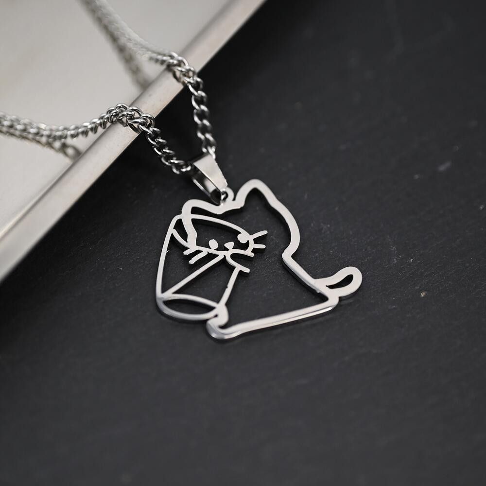 Jewelry Drinking Cat Necklace Size ONE SIZE - 4 Thumbnail