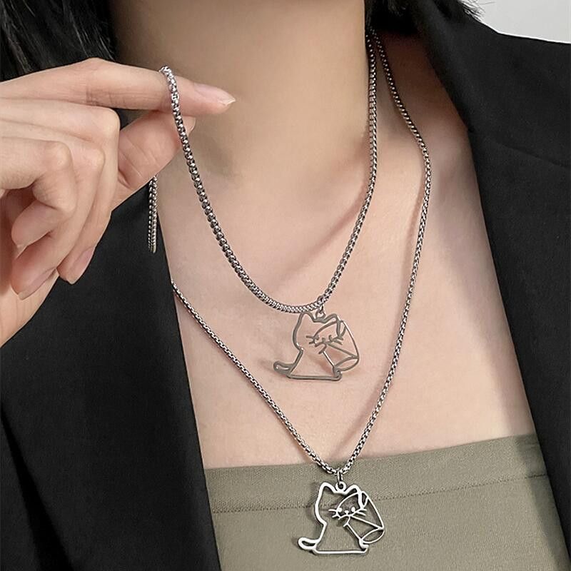 Jewelry Drinking Cat Necklace Size ONE SIZE - 3 Thumbnail