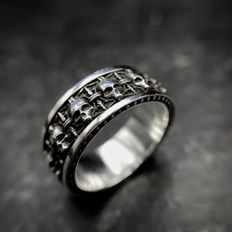 Jewelry Gothic Skull Cross Ring Size ONE SIZE - 1 Thumbnail