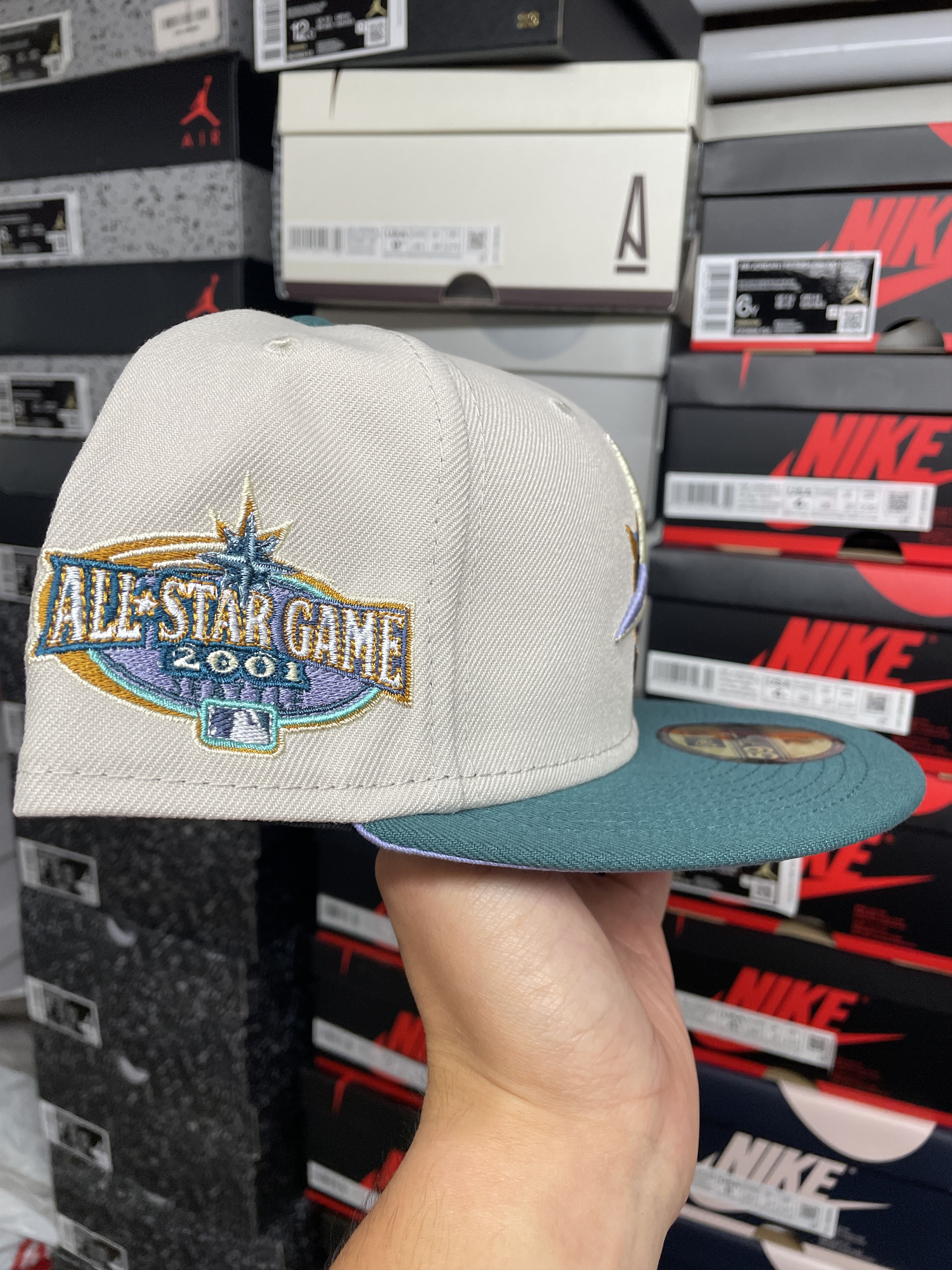 MLB × New Era 7 3/8 White Teal Seattle Mariners Two 2 Tone 2001 All Star Size ONE SIZE - 3 Thumbnail