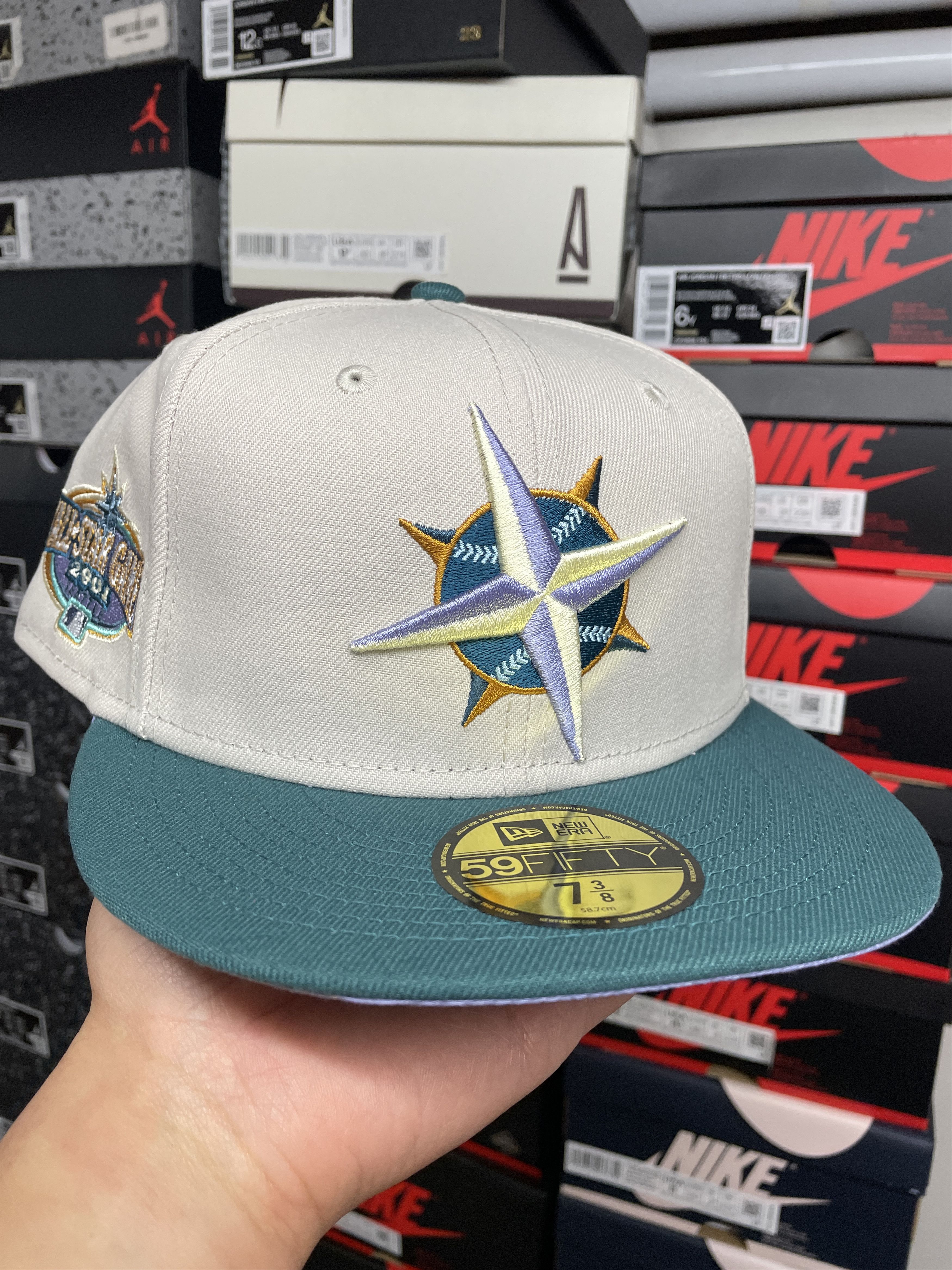 MLB × New Era 7 3/8 White Teal Seattle Mariners Two 2 Tone 2001 All Star Size ONE SIZE - 1 Thumbnail