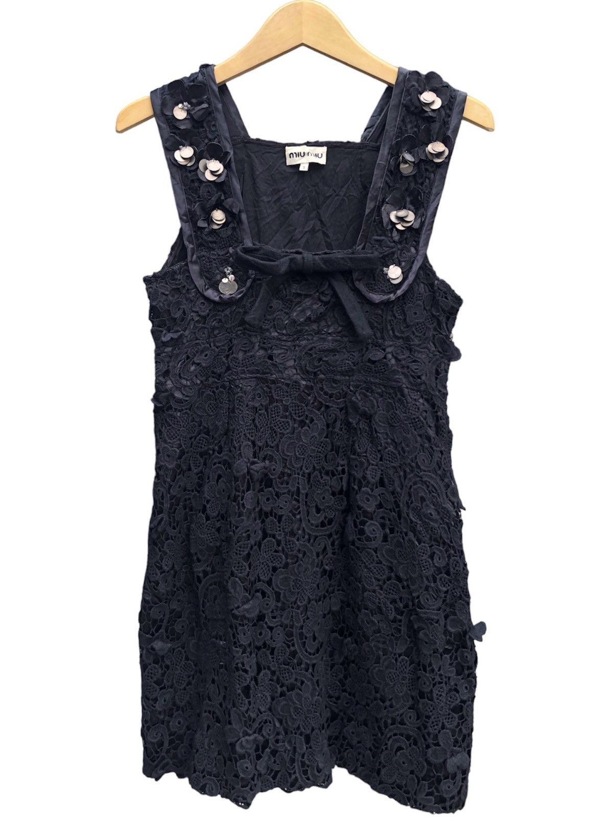 image of Miu Miu Mini Dress Floral Black, Women's (Size Small)