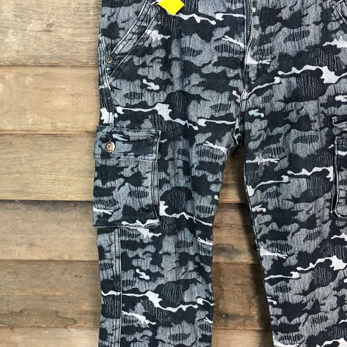 Japanese Brand DLL Brenda B Blue art camo multipocket Cargo Pants #2649 Size US 29 - 6 Thumbnail