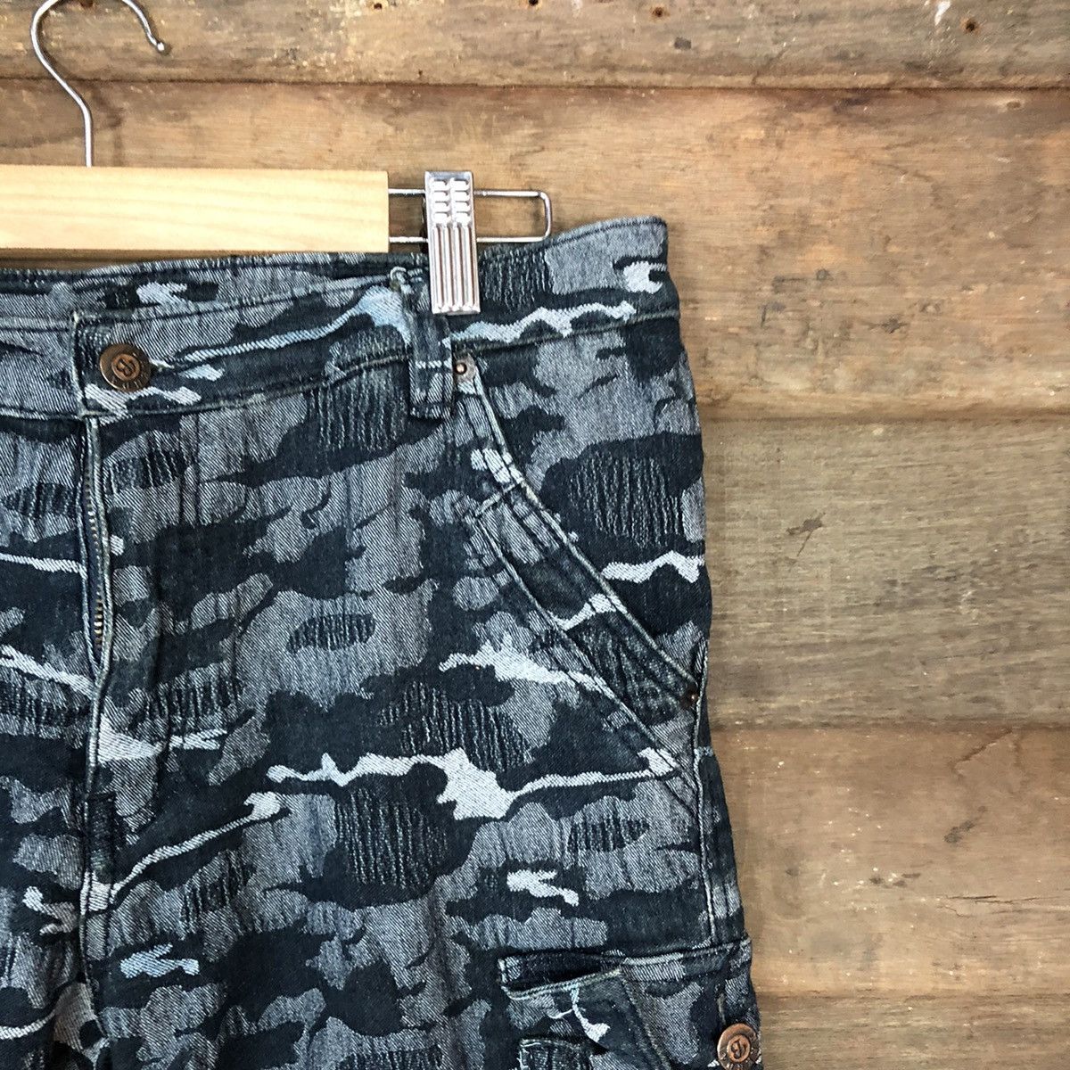 Japanese Brand DLL Brenda B Blue art camo multipocket Cargo Pants #2649 Size US 29 - 5 Thumbnail