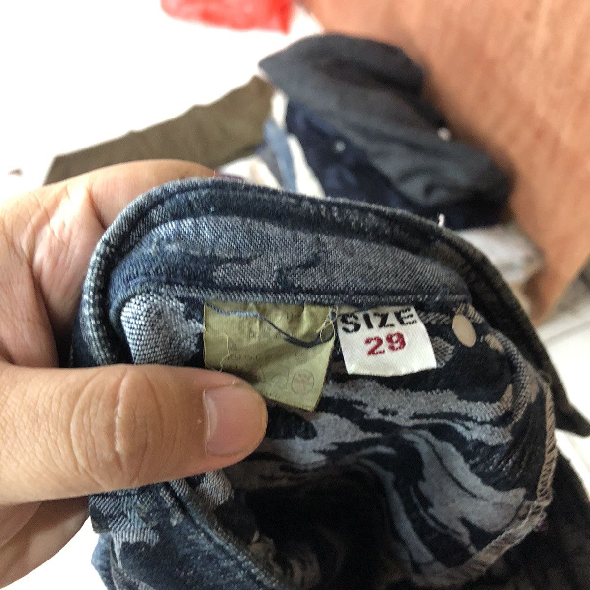 Japanese Brand DLL Brenda B Blue art camo multipocket Cargo Pants #2649 Size US 29 - 16 Thumbnail