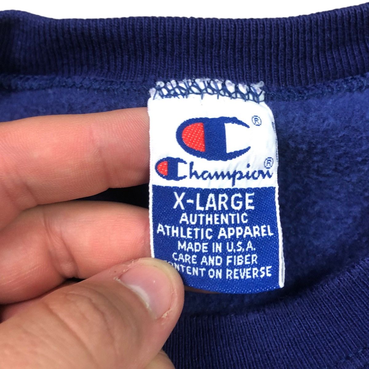 Champion × Vintage Vintage 90s Champion Logo Embroidered Navy Sweatshirt XL Size US XL / EU 56 / 4 - 3 Thumbnail
