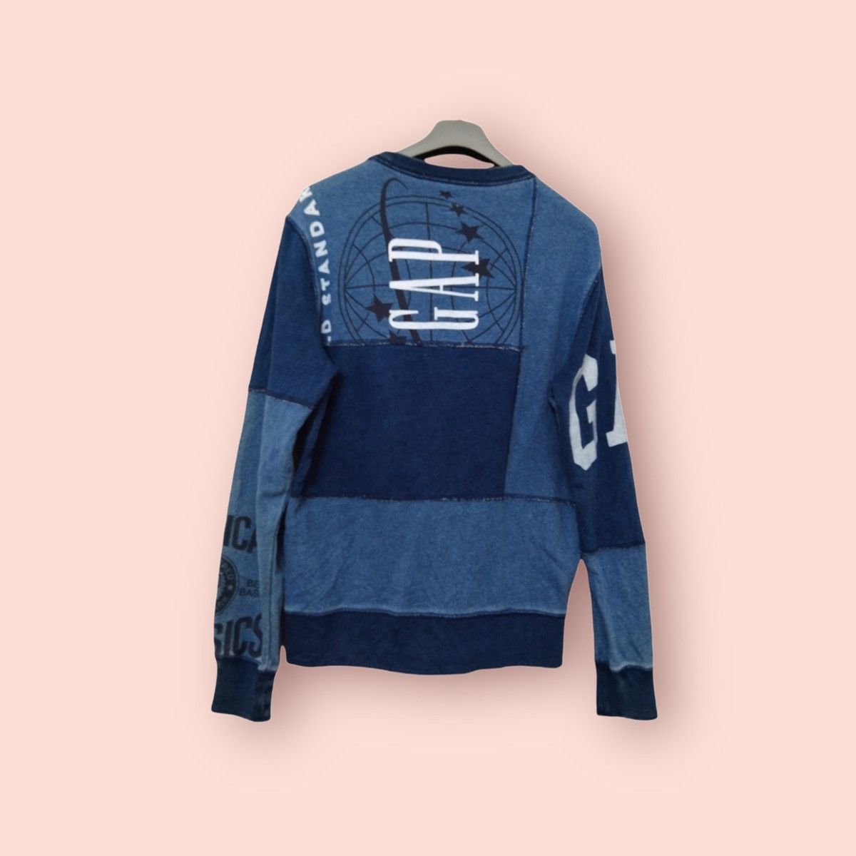 image of The Gap Indigo Patchwork Style Sweatshirt in Blue Denim, Men's (Size Small)