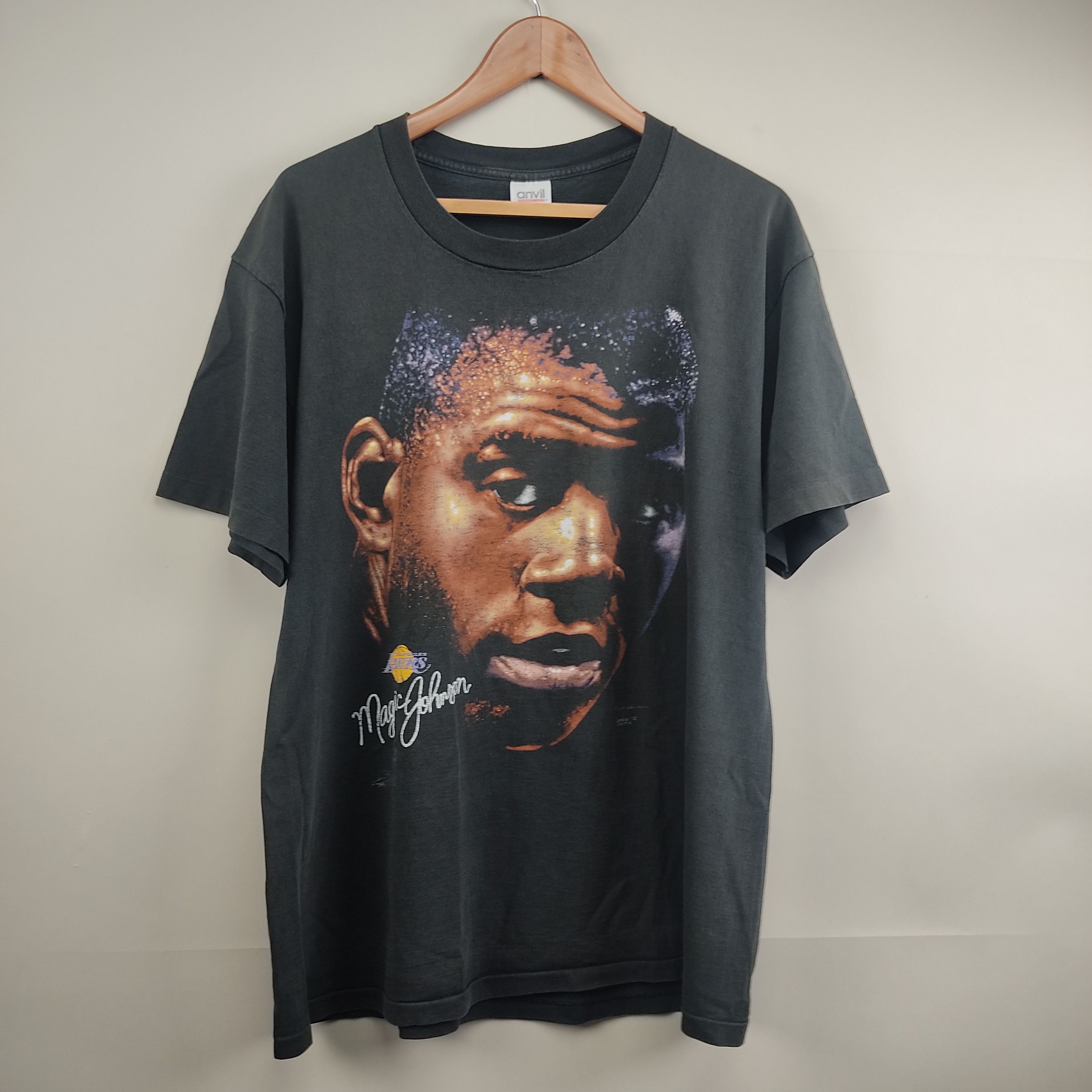 NBA × Salem Sportswear × Vintage 1991 Magic johnson LA Lakers NBA Big face Size US XL / EU 56 / 4 - 1 Thumbnail