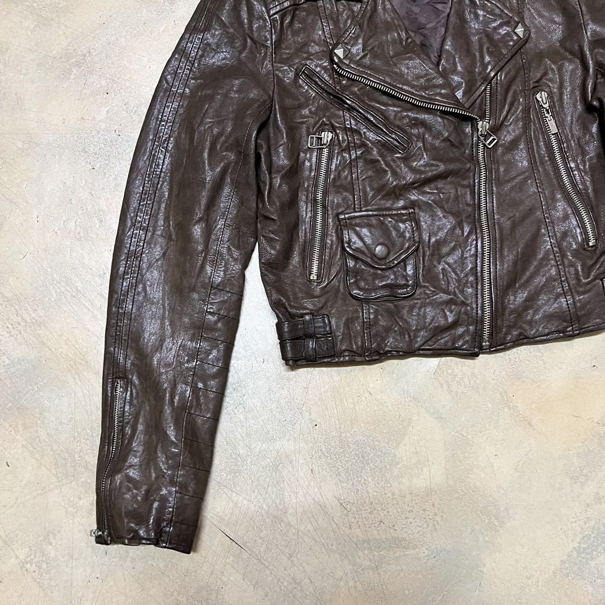 Japanese Brand Brown Leather Double Collar Jacket Seditionaries Style Size S / US 4 / IT 40 - 5 Thumbnail