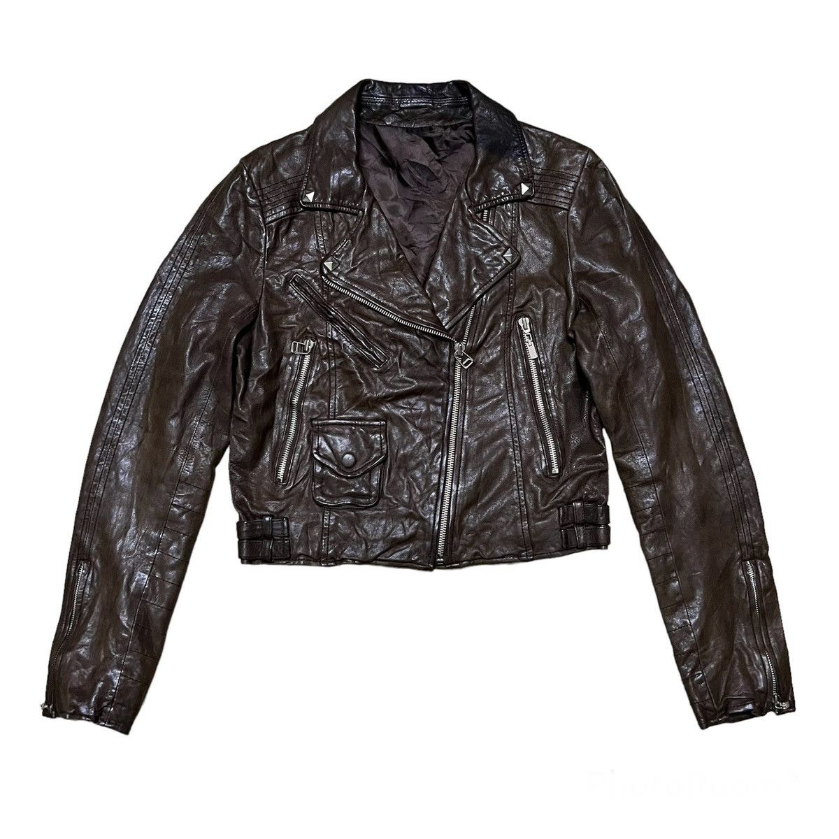 Japanese Brand Brown Leather Double Collar Jacket Seditionaries Style Size S / US 4 / IT 40 - 1 Thumbnail
