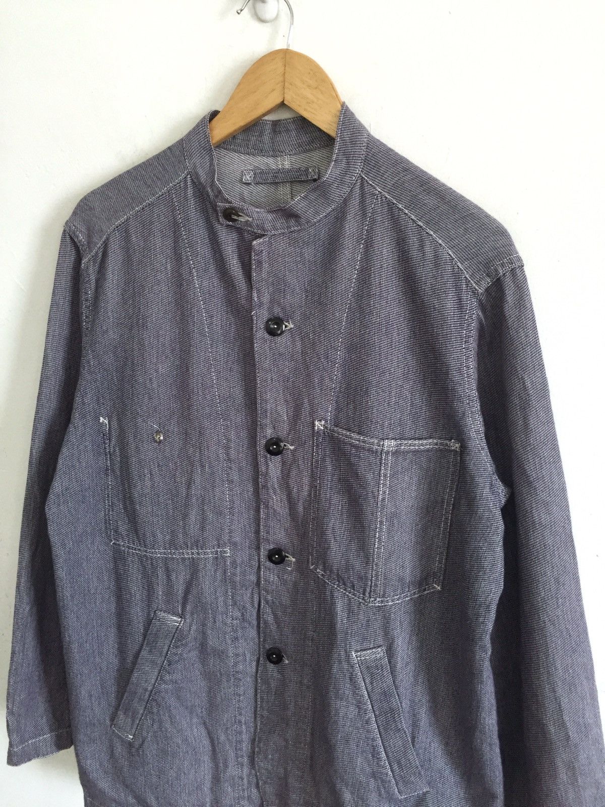 Journal Standard Steve Job Striped Mandarin Collar Workwear Jacket Size US L / EU 52-54 / 3 - 2 Thumbnail