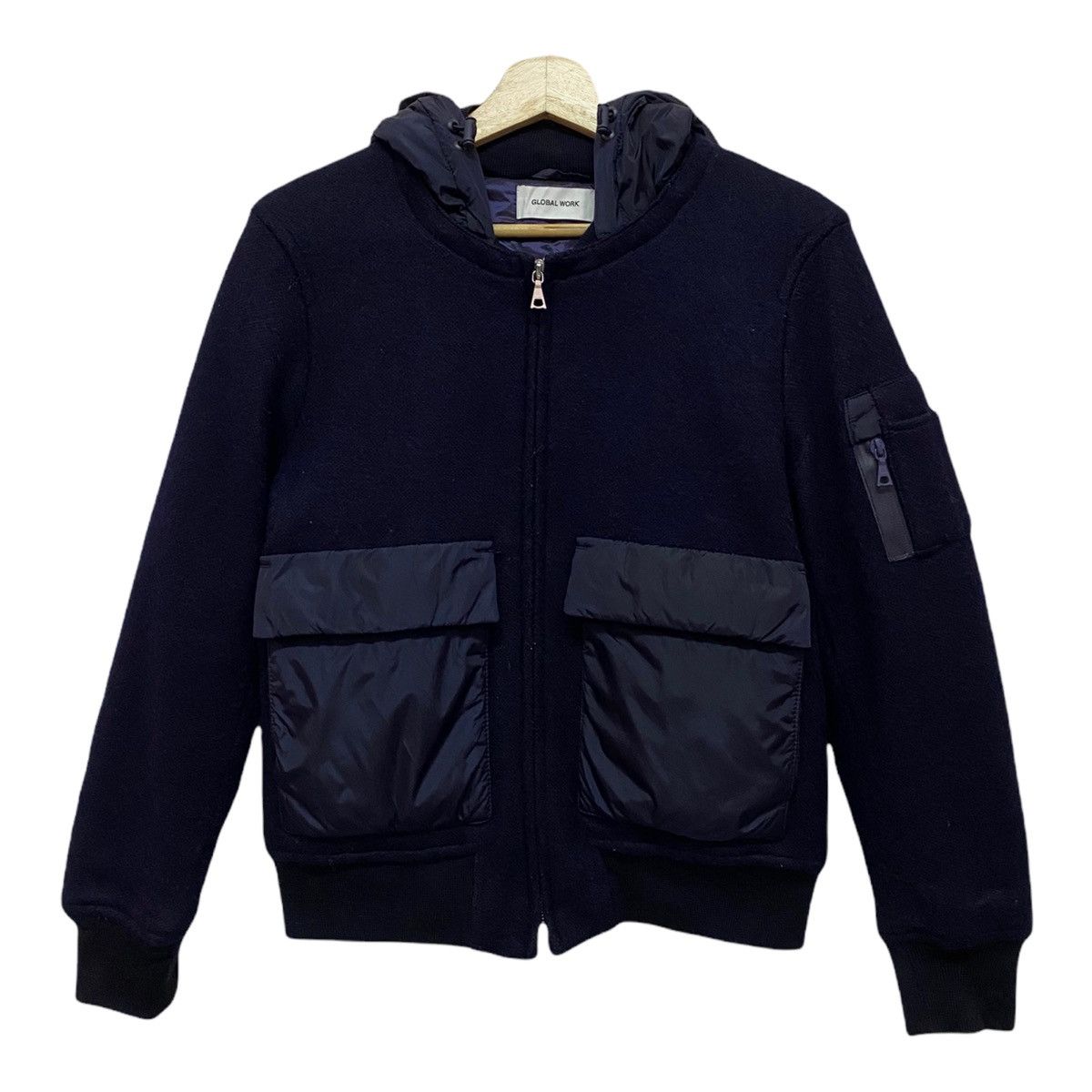 Japanese Brand RARE🔥ARCHIVE JAPAN GLOBAL WORK HYBRID WOOL BOMBER JACKET Size US S / EU 44-46 / 1 - 9 Thumbnail