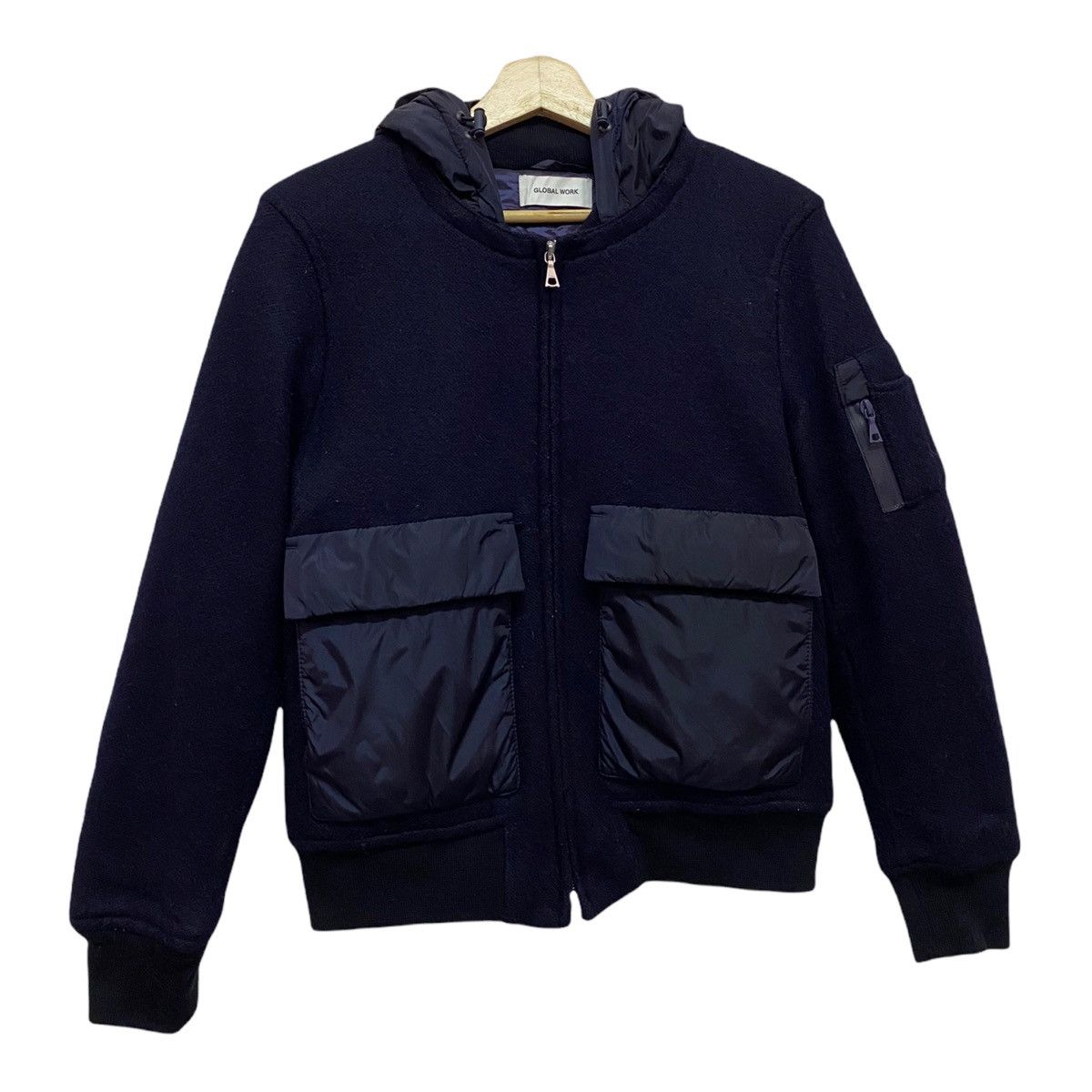 Japanese Brand RARE🔥ARCHIVE JAPAN GLOBAL WORK HYBRID WOOL BOMBER JACKET Size US S / EU 44-46 / 1 - 7 Thumbnail