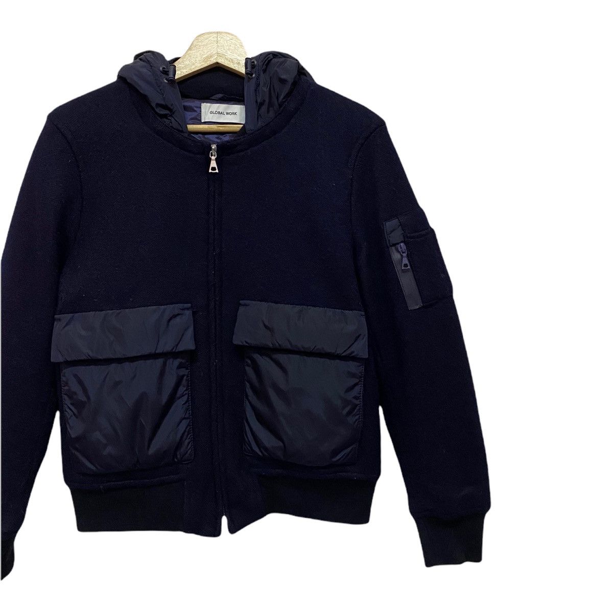 Japanese Brand RARE🔥ARCHIVE JAPAN GLOBAL WORK HYBRID WOOL BOMBER JACKET Size US S / EU 44-46 / 1 - 11 Thumbnail