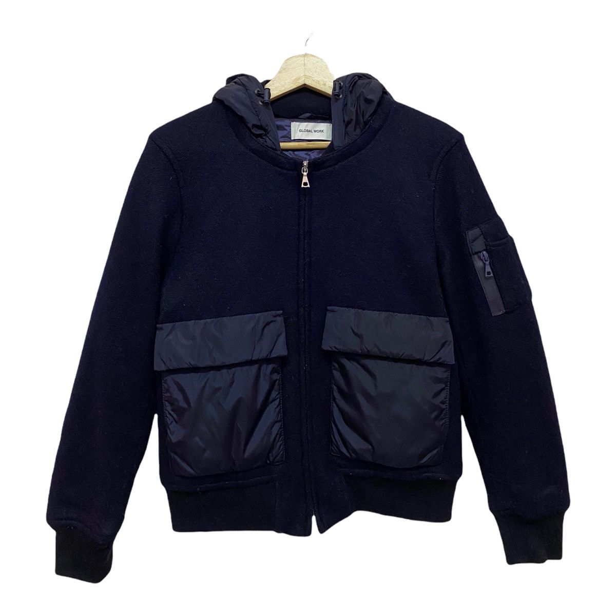 Japanese Brand RARE🔥ARCHIVE JAPAN GLOBAL WORK HYBRID WOOL BOMBER JACKET Size US S / EU 44-46 / 1 - 8 Thumbnail