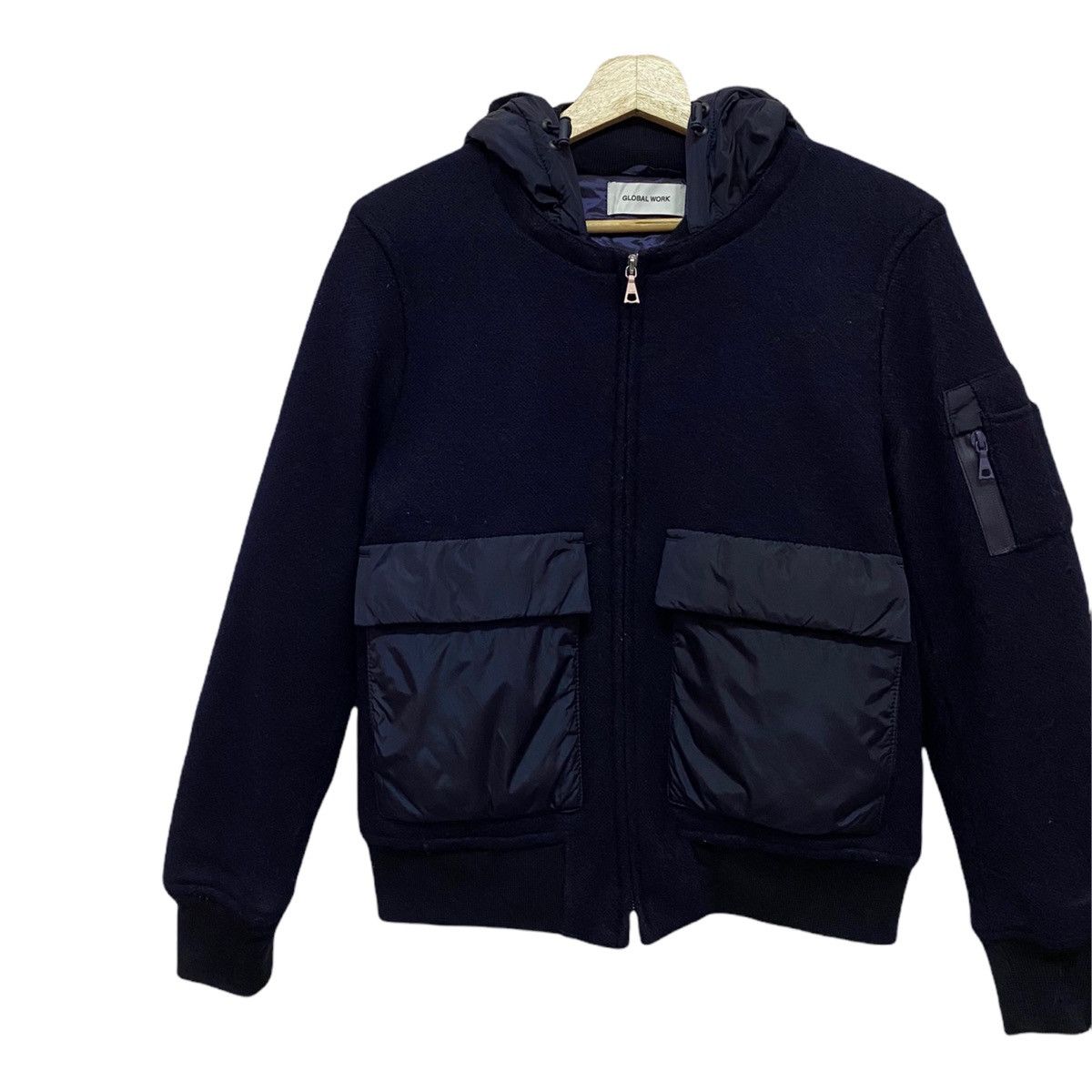 Japanese Brand RARE🔥ARCHIVE JAPAN GLOBAL WORK HYBRID WOOL BOMBER JACKET Size US S / EU 44-46 / 1 - 10 Thumbnail