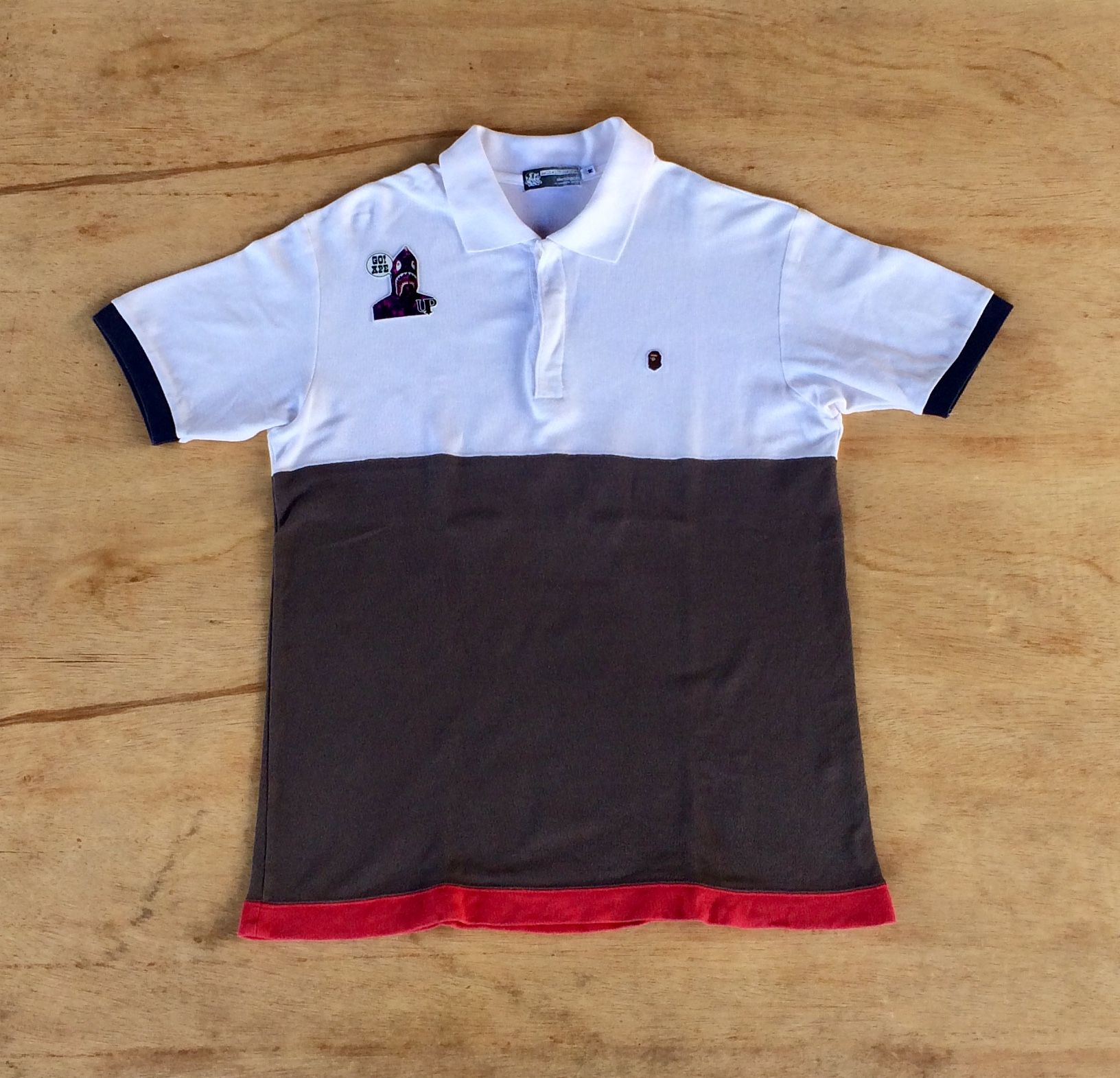 Pre-owned Bape Og  Color Block Polo Shirt In Grey
